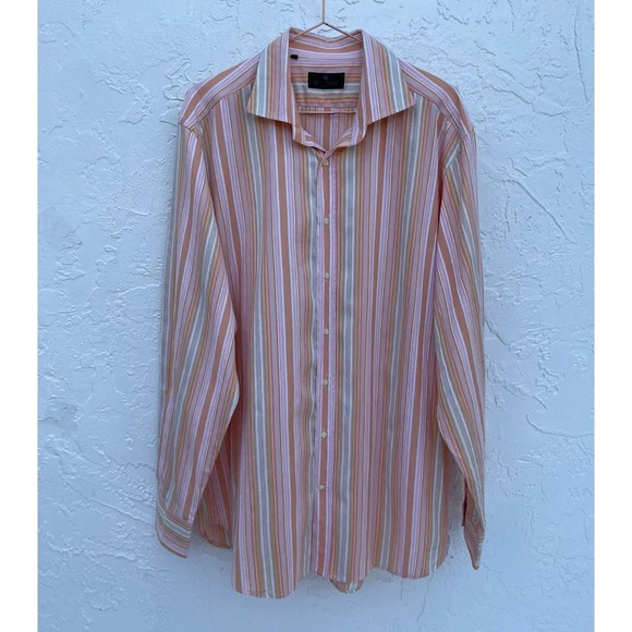 Etro Milano Mens Long Sleeve Button Down Collared Shirts Stripes Sz 44 - Picture 1 of 10